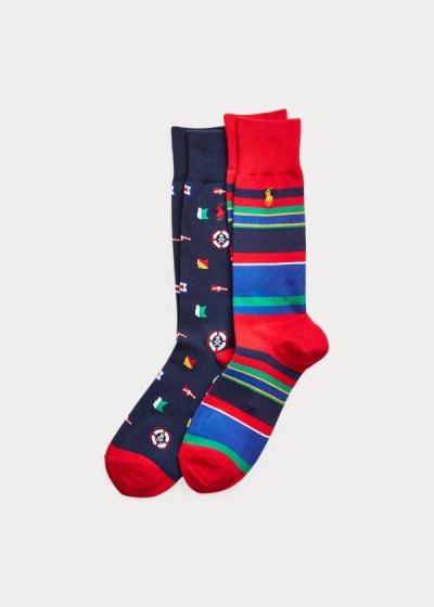 Men's Polo Ralph Lauren Nautical Flag 2-Pack Socks | 896314WRN